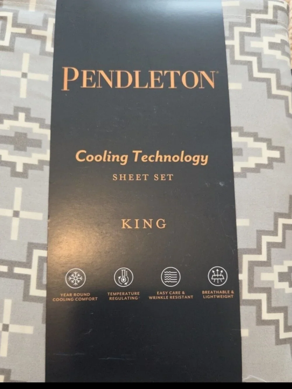 Pendleton Cooling Technology King Sheet Set In Grey Aztec Print